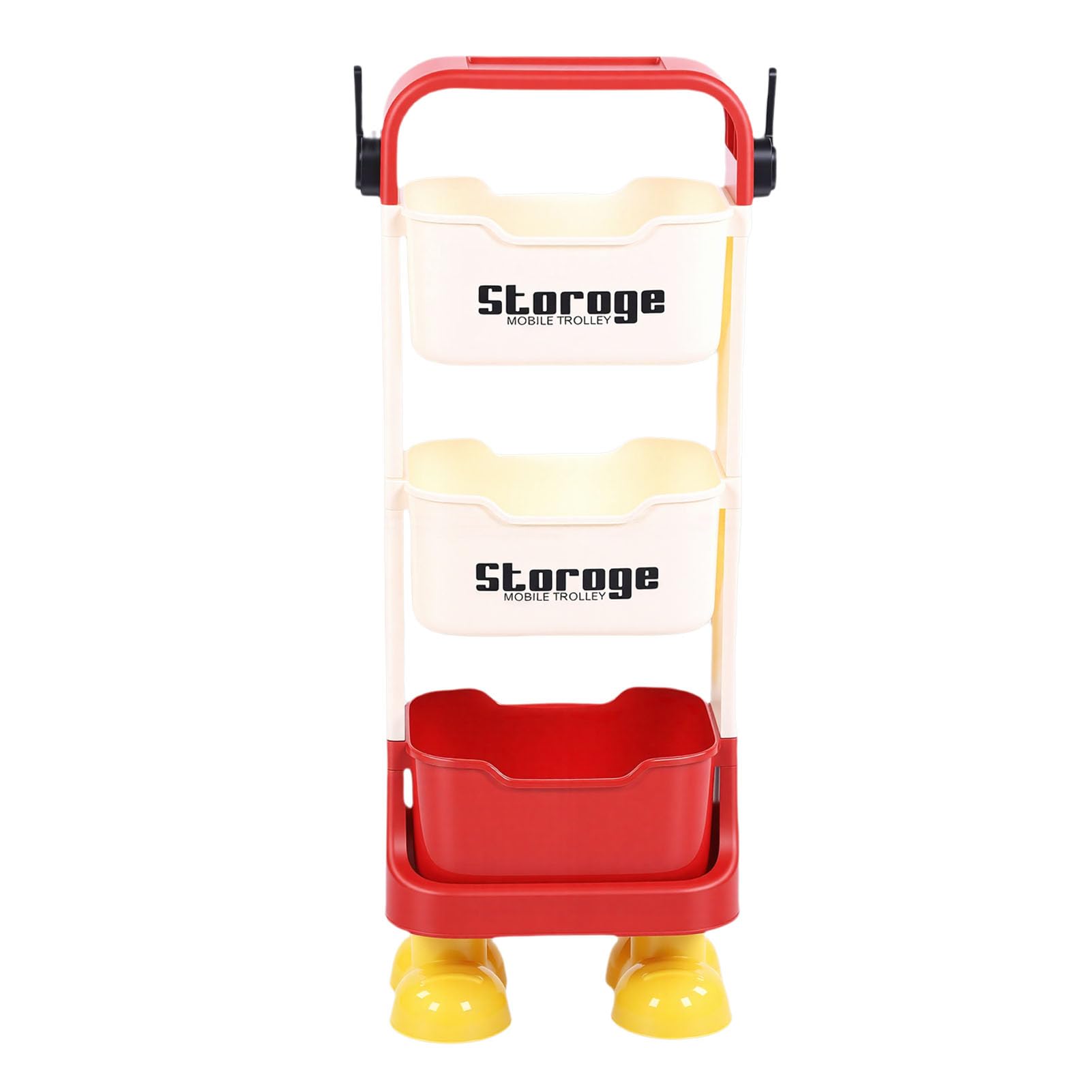 Fafeicy Carrello Multiuso con Ruote, Simpatico Organizer per Giocattoli e Snack a più Livelli per Casa, Ufficio e Garage con Piedini a Forma di Cartone Animato (3 livelli)