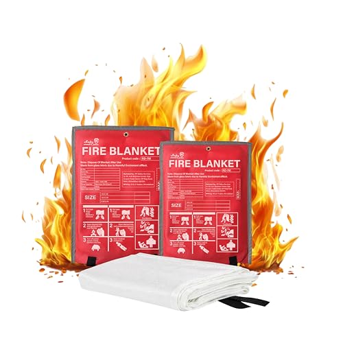 Image of Emergency Fire Blanket | Survival Fiberglass, Flame Retardant, Protection Fire Blanket | Shelter Safety Cover for The Kitchen, Fireplace, Grill, Car, Camping | 2X2 Mtr | Pack of 5