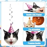 30 PCS Cat Theme Hanging Swirls Decorations Pre-Strung Kitten Birthday Party Decorations Pet Cats Hanging Cutouts Ceiling Streamers for Kids Baby Shower Cats Lovers Pet Birthday Party Decor - Image 4