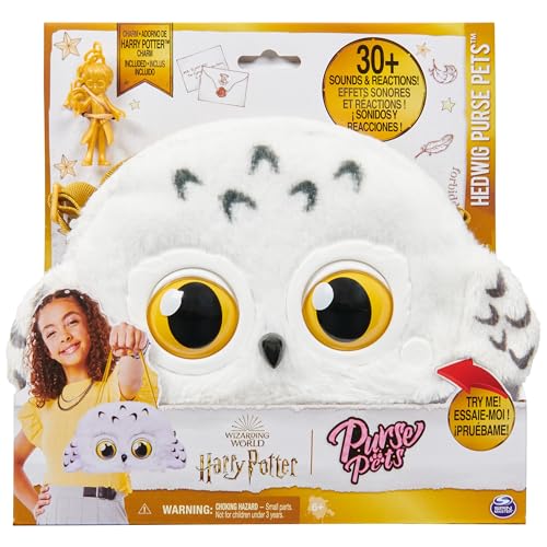 PURSE PETS - BOLSO MASCOTA INTERACTIVA - Wizarding World, Harry Potter - Bolso niña y Mascota Interactiva Hedwig Purse Pets con más de 30 Sonidos y Reacciones - 6066127 - Juguetes niña 6 años +