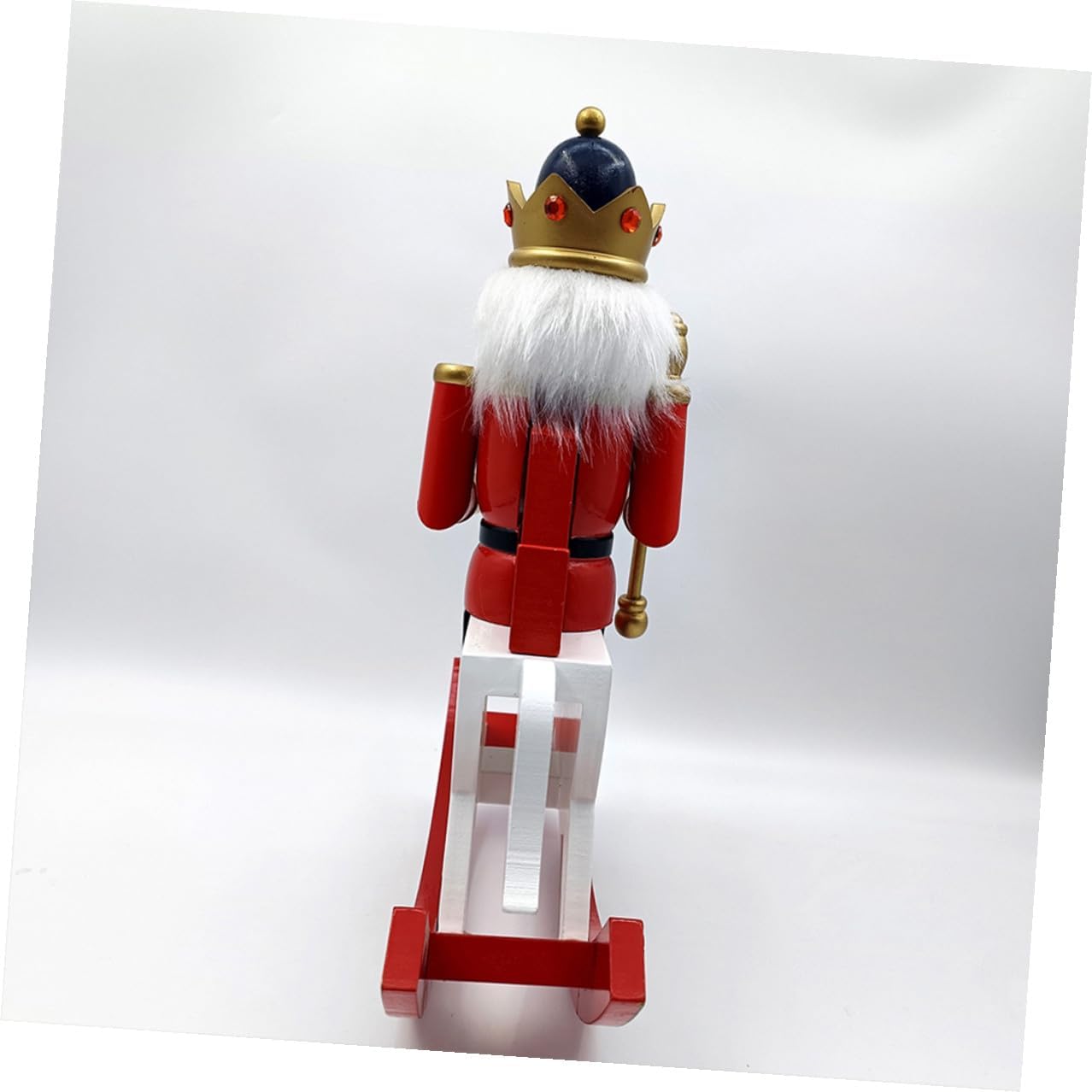 Wooden Nutcracker Sculpture Large Christmas Nutcracker Soldier Figurine with Rocking Horse Table Decor Holiday Xmas Traditional Holiday Ornament for Home