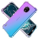 KOARWVC Case for Nokia C200 Case, TA-1437, TA-1510 Case, Crystal Clear Case Gradient Slim Anti Scratch TPU Shockproof Protective Phone Cases Cover for Nokia c200 (Purple/Blue)