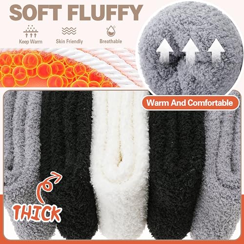 Image of Fuzzy Socks Fluffy Thick Warm Winter Soft Cozy Plush Sleep Home Fleece Cabin Soft House Socks for Women Men