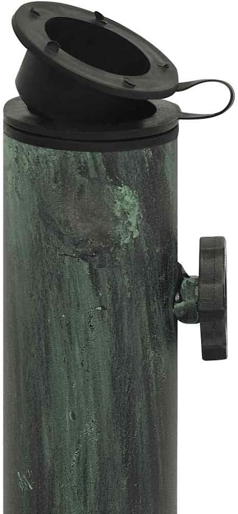 vidaXL 19.4lb Round Umbrella Base for Outdoor, Deck, Patio Parasol Base for 1.4"/1.5"/1.9" Pole Sizes, Heavy-Duty Cast Iron, Classic Design, Ø15.7"x12.6" Black and Green
