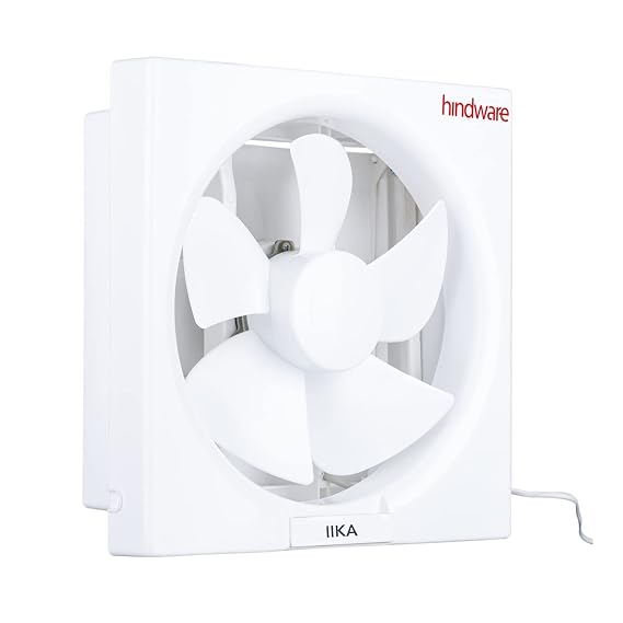 Hindware Ilka 250mm Exhaust Fan for Kitchen or Bathroom with Auto Dust Protection Shutter, Overload Protection and Powerful Air Suction For Odourless, Clean and Fresh Air (White)