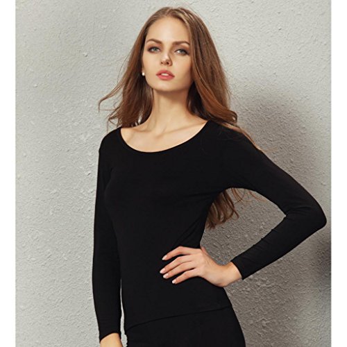 Liang Rou Women's Scoop Neck Long Sleeve Ultrathin Modal Thermal Underwear Shirt/Top3