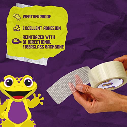 Atack Duct Tape Transparent, Fiberglass Reinforced, 2 Inch X 30 Yards, Waterproof Strapping Filament Duct Packing Tape For Shipping And Packing | Bi-Directional Extreme Shipping Strapping Tape #TOP1
