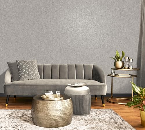 Vymura Gianni M95691 Vinyltapete, einfarbig, schwer, warmes Grau