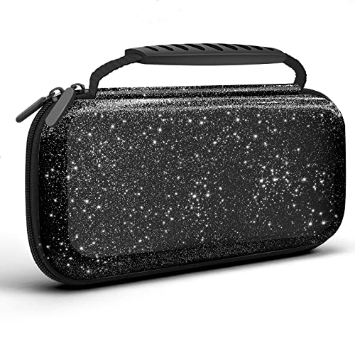 Image of homicozy Glitter Carrying Case Compatible with Nintendo Switch OLED & Switch Console,Black Protective Hard Travel Case Shell Pouch for Nintendo Switch Console /Accessories,Switch Gaming Cases for Girls