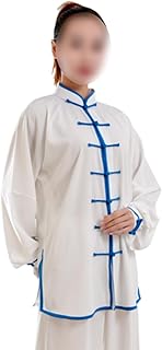 BINTING Tai Chi Uniform Kung Fu Costumes Martial Arts Suit Practice Taekwondo Unisex Blue and White Splicing Comfortable Breathable Zen Qigong Shaolin Seniors Sport,White Blue,XL