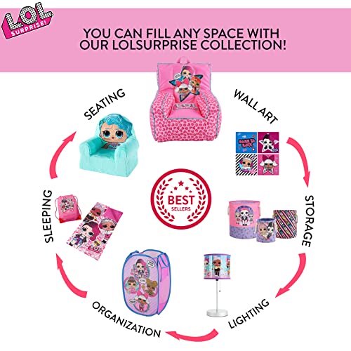 Image of Idea Nuova LOL Surprise Pop Up Hamper with Durable Carry Handles, 21'' H x 13.5'' W X 13.5'' L, Lol Surprise /Light Pink