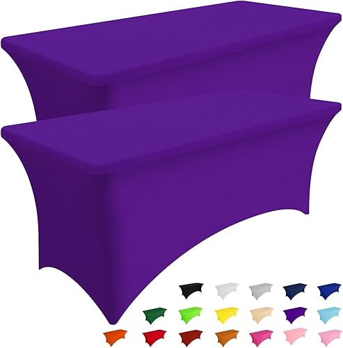 Miniatura 28 de Smiry Paquete de 2 manteles de elastano de 6 pies, manteles elásticos ajustables extensibles, lavables y sin arrugas, cubiertas rectangulares de