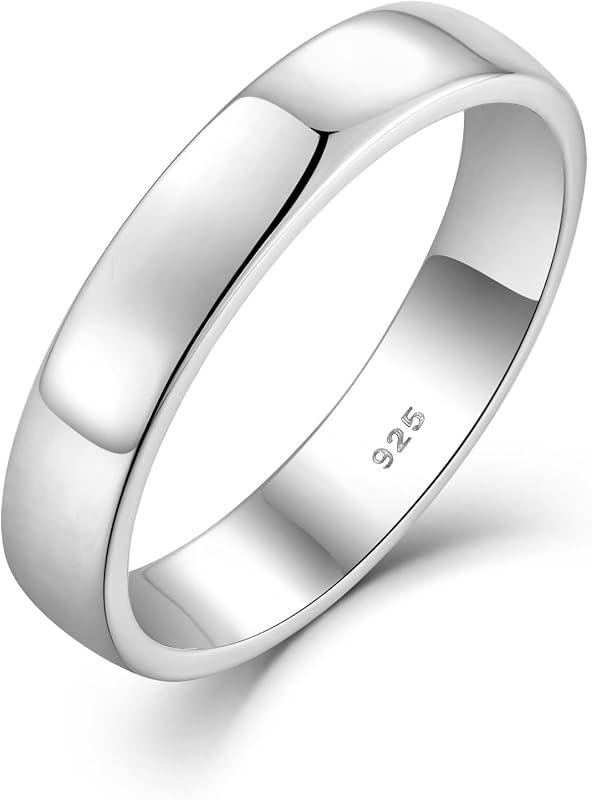 STARCHENIE Solid 925 Sterling Silver Wedding Band Ring, 2mm 3mm 4mm 5mm 6mm 7mm 8mm Width, Comfort Fit High Polish, for Men and Women