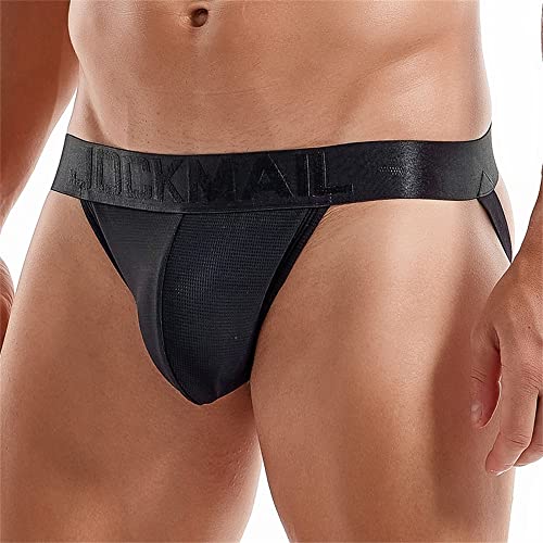 JOCKMAIL Mens Jockstrap Underwear Jock Straps Male Athletic Supporters for Men Black - Thumbnail 2