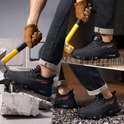 Image of Steel Toe Work Shoes for Men Lightweight Safety Shoes with Puncture Resistant Sole Comfortable Construction Industrial Work Shoe for Warehouse