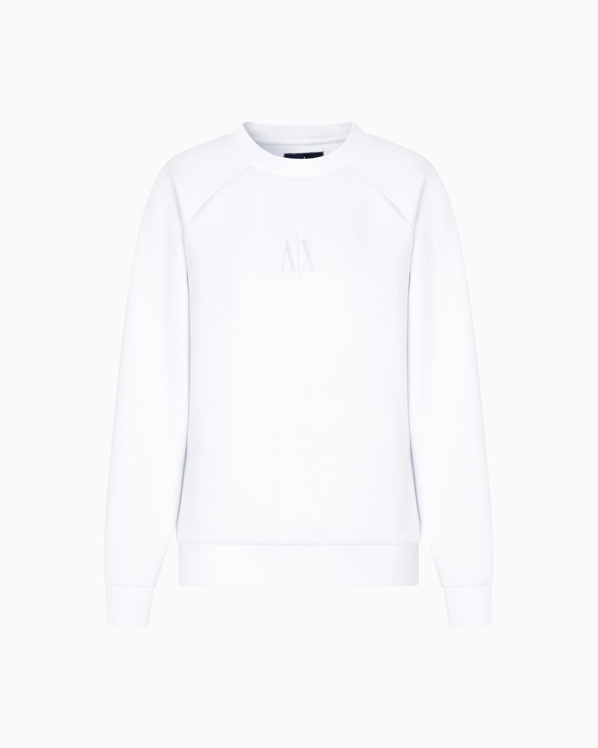 Armani Exchange Women's Icon Project, Shiny Logo, Crewneck Sweatshirt, Optic White, L, White (optic white), L