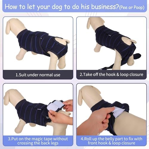 Kuoser Recovery Suit for Dogs, Female Male Dog Onesie for Spay Neuter, Anti Licking Dog Surgery Recovery Suit Soft Dog Bodysuit for Small Medium Large Dogs, Substitute E-Collar & Cone — view 4