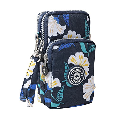 Wocharm Ladies Girls Nylon Design Small Crossbody Shoulder Bag Wristlet Handbags (Morning Glory)