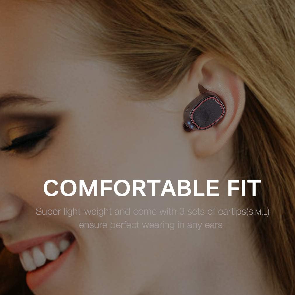 TOZO T8 True Wireless Stereo Headphones Bluetooth In Ear Earbuds with Charging Case Built in Mic Headset Premium Sound with Bass for Running Sport Super Easy Pair