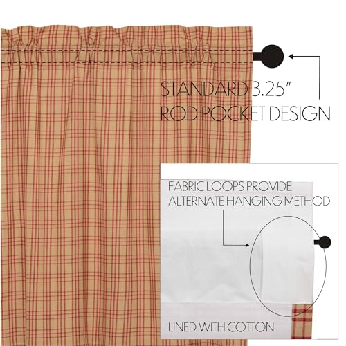 VHC-Brands-Sawyer-Mill-Plaid-Cotton-Farmhouse-Kitchen-Curtains-Rod-Pocket-Hanging-Loops-36-Inch-Swag-Pair-Red VHC Brands Sawyer Mill Plaid Cotton Farmhouse Kitchen Curtains Rod Pocket Hanging Loops 36 Inch Swag Pair Red