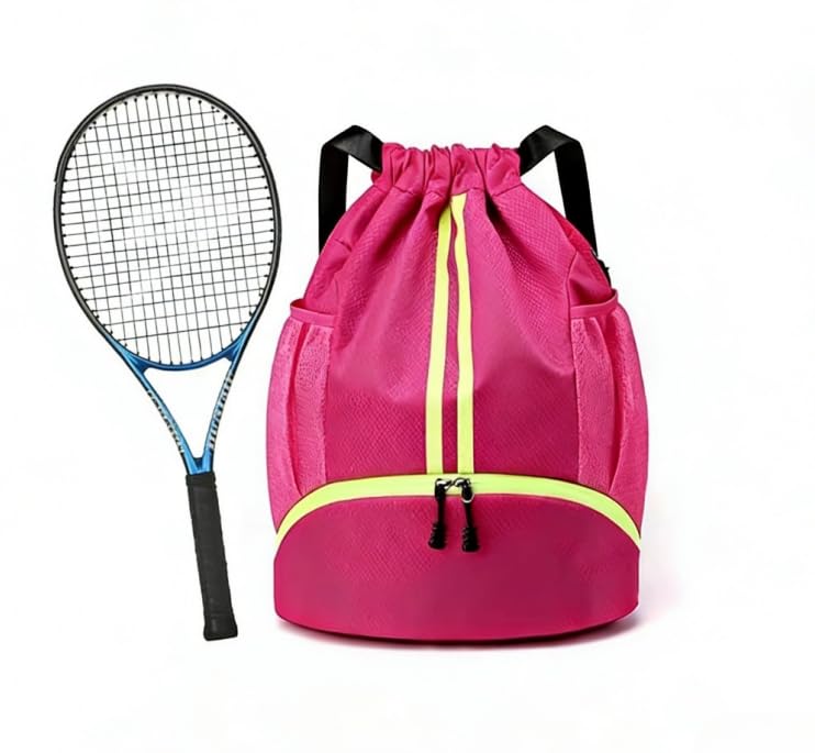 Waterproof Sports Drawstring Backpack, Bolsa Esportiva Feminina Impermeável, Bolsa para Academia e Treino, Bolsa de Tênis para Viagem e Raquetes
