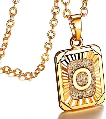 FOCALOOK Letter Pendant Necklace for Women Men Stainless Steel/Gold Plated Initials Jewellery Captial A-Z Alphabet Charm Adjustable Chain 20"+2"inches