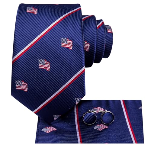 Image of Dubulle Mens Tie Set Solid Paisley Silk Striped Necktie for Men with Cufflinks Tie and Pocket Square