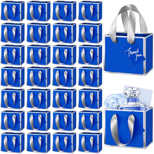 Yeaqee 50 Pcs Mini Metallic Paper Gift Bags with Handle, Royal Blue, Silver by Yeaqee - Used condition - US$18.52