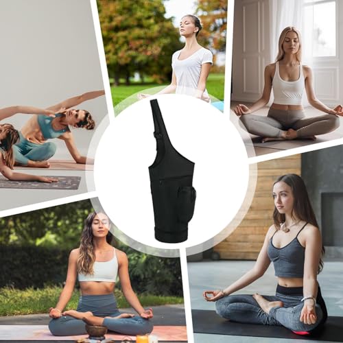 Bolsa de yoga de nailon negro con cremallera y correa ajustable para esterilla de gimnasio 5