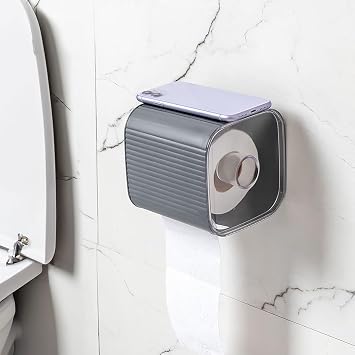 Porsima Yapışkanlı Banyo Tuvalet Kağıtlığı Wc Peçetelik Kağıtlık Tutucu Tuvalet Kağıt Organizeri (Antrasit)