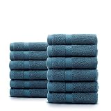 Villa Celestia Premium Wash Cloth 100% Cotton Blue Wash Clothes for Body and Face- Soft & Luxury Clo