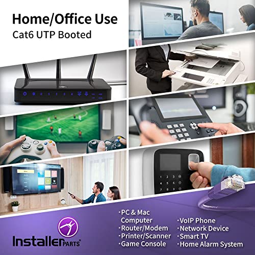 Installerparts Ethernet Cable Cat6 Cable Utp Booted 50 Ft - Purple - Professional Series - 10Gigabit/Sec Network/High Speed Internet Cable, 550Mhz #TOP4