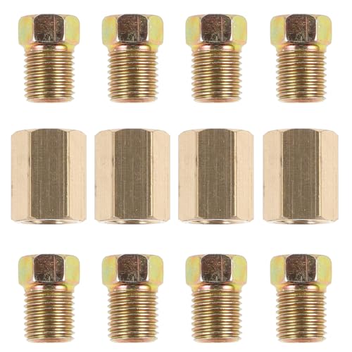 UKCOCO Conector de Línea de Freno 3/16 Pulgadas (3/8-24 Invertido) 18 Piezas Kit de Accesorios de Presión para Manguera de Freno de Automóvil, Unión de Presión y Accesorios de Latón