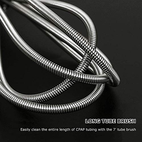Cpap Tube Cleaning Brush-7 Feet Flexible + 7 Inches Handy Stainless Steel Wire Bristle Brush- Fits For Standard 22Mm Diameter Tubing (Black) #TOP3