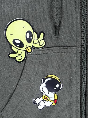 Image of KiddoPanti Boys Solid Cotton Full Sleeve Zip-Up Front Open Hooded Sweatshirt