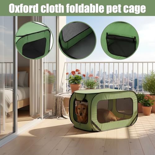 94*53*53cm Hundetransportbox Faltbar Pop-Up-Transportbox Hund Katze Stabile Transportbox Oxford Stoff Hundebox Auto Hundetasche Tragbarer Hunde Transportboxen für Katzen & Hunde bis 29.5 kg (Grün)