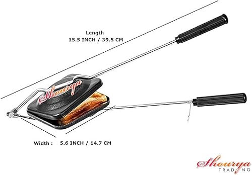 Miniatura 3 de Tostadora de sándwich, aluminio antiadherente y acero inoxidable, negro, rectangular, 15.5 x 5.6 pulgadas, 0.52 libras