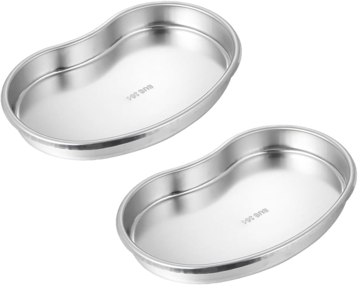 2pcs Stainless Steel Dental Tool Tray Curved Tray Dental Extraction Tool Kit