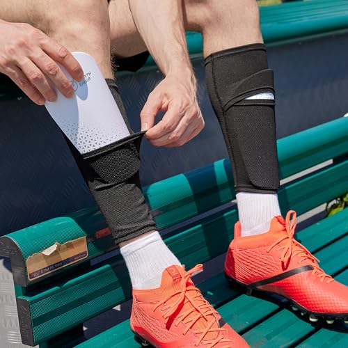 Northdeer Soccer Shin Guards Sleeves with Optimized Insert Pocket 1Pair (Black S) - Thumbnail 5