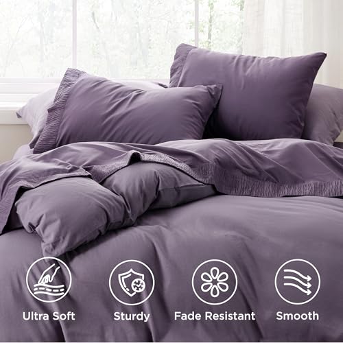 Image of Bedsure Full Size Bed Sheets - 4 Pieces Soft Full Sheet Set - Breathable & Cooling - Hotel Luxury - Easy Care Polyester Microfiber Bedding for Women, Men, Dusty Purple