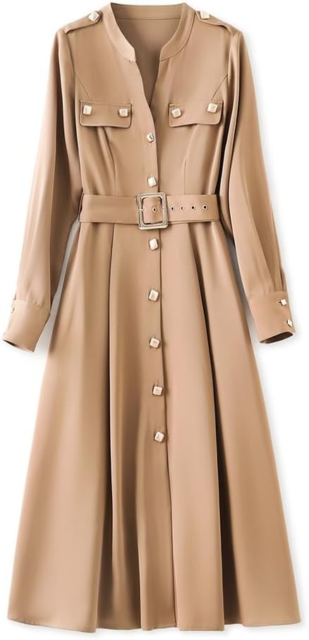 JSEIAJB Professional Commuter Waist Trendy Slimming and Meat Covering Dress Women's Spring(XL)