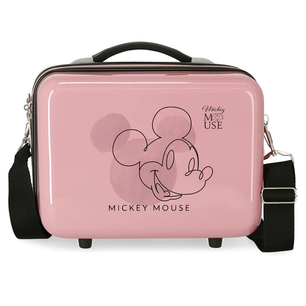 Joumma Disney Mickey Outline, Cabin Suitcase, Made of ABS, a Durable and Lightweight Material, Four Double Wheels with Multi-Directional Swivel, Side Combination Lock. by Joumma Bags, Nude, Talla