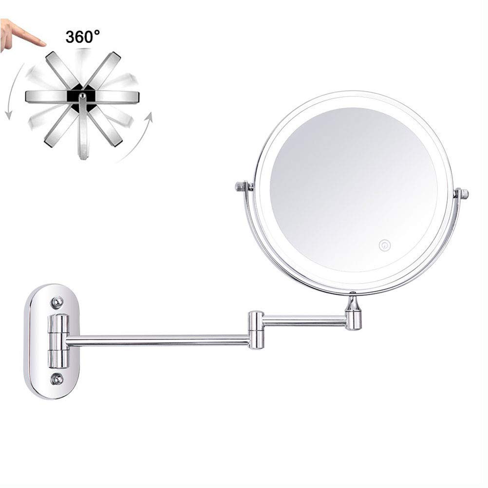 Miroir de maquillage grossissant 3X réglable contre le manque de lumière
