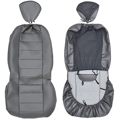 Bdkusa Pu Leather Car Seat Covers Set W Arm Rest Slot Low Back Premium (Gray) #TOP2