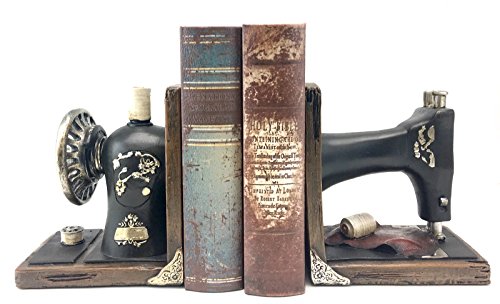 Bellaa 21383 Decorative Bookend Book Ends Sewing Machine Vintage Bookshelves Shelves Books Stopper Home Office Library Study Decor Heavy Duty Non Skid 6 Inch #TOP3