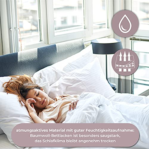 Bettlaken ohne Gummizug kochfeste 2er Set: 160 x 250 cm - weißes Betttuch ohne Gummi Baumwollstoff Laken zum zudecken Hotel 125 g/m² - Image 6