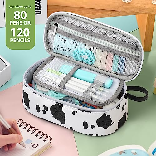 Image of Jcocylse Large Capacity Pencil Case Portable Pencil Pouch Bag School Supplies for College Students Girls Boys Adults (Cow)