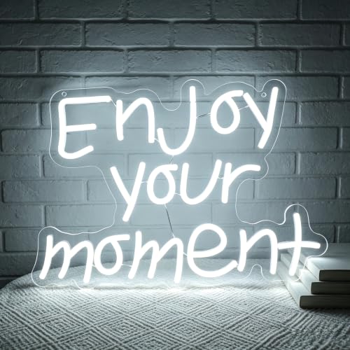 Image of Enjoy Your Moment Neon Sign for Wall Decor Light Up Sign Led Signs for Room Party Home Wall Decor USB Powered