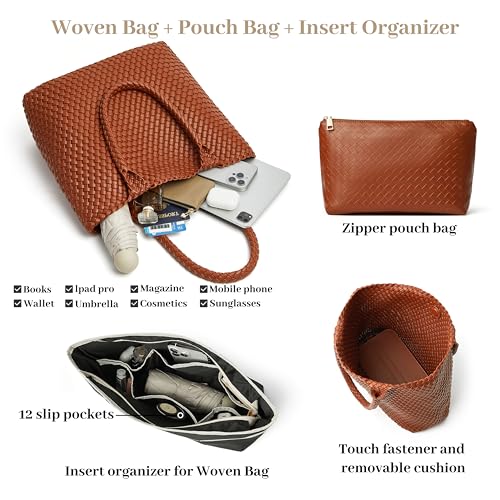 DAILANDO Fashion Woven Tote Bag for Women, Large Capacity Designer Shoulder Weave Hobo Purse
