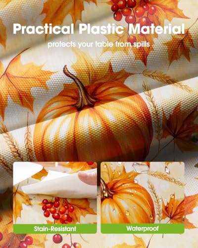 Image of Pureegg 20 Pack Fall Plastic Table Cloth Disposable Pumpkin Harvest